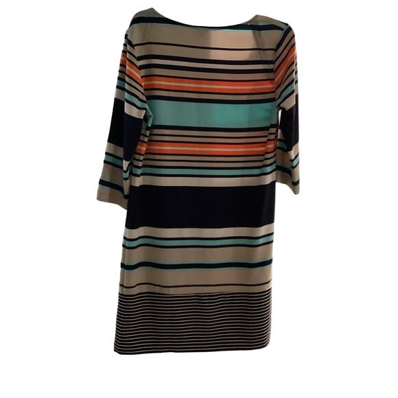 Pre-owned Merona Size L Teal Beige Cream Coral Dress Women Stylish Modern Cut - Picture 3 of 3